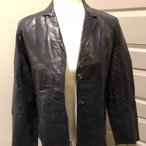 Buttery soft dark blue leather blazer/jacket
